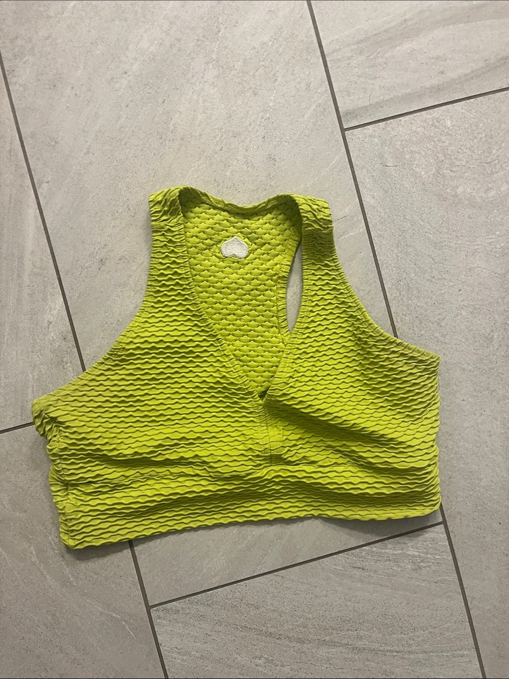 Booty by brabants curvy croco skin Textured Neon Yellow/green Sports Bra